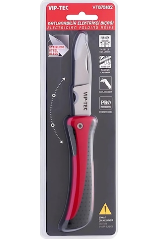Vip-tec Vt875182 Katlanabilir Elektrikçi Bıçağı Kırmızı