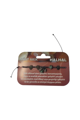 Hint Akik Taşı Halhal Doğal Taş Bileklik Hal Hal Ayarlanabilir İpli Akik Kristalize Kırık Taş Şifalı Halhal Bileklik Çok Renkli