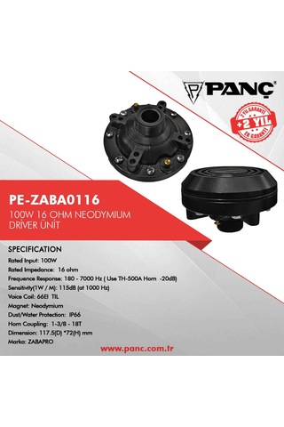 Pe-Zaba0116 100W 16 Ohm Neodymıum Drıver Ünit