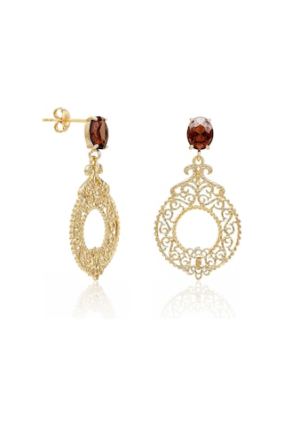 Biju By Servi Verona İşlemeli Vintage Altın Renk Küpe-279 Gold