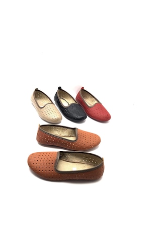 Hakiki Deri Hava Alabilir Delikli Taba Renk Hac Umre Tavaf Patiği Ve Ev Ayakkabısı Taba