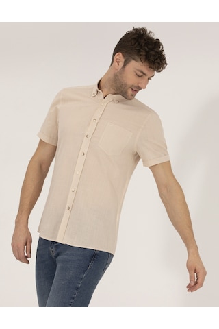 Pierre Cardin Erkek Bej Kısa Kollu Gömlek 50268184-vr011 Bej