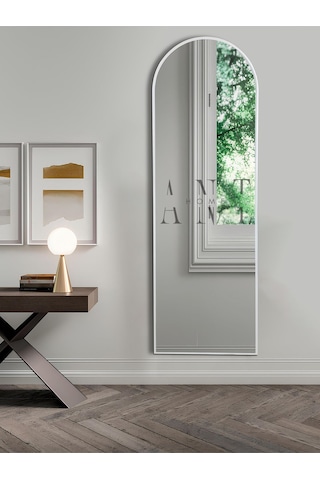 Dekoratif Ayna Oval Boy Ayna Duvar Aynası 180x60 Cm 180 X 60 Beyaz Antno25b Beyaz