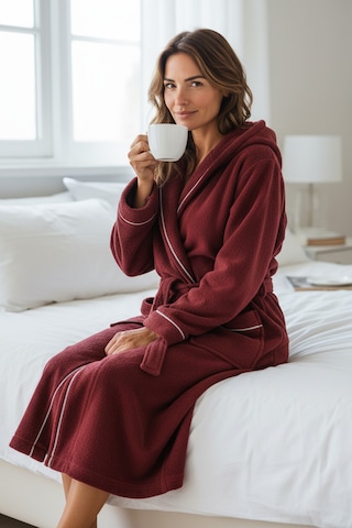 % 100 Pamuklu Laodikeia Kapşonlu Unisex Kadın Erkek Bornoz Bordo