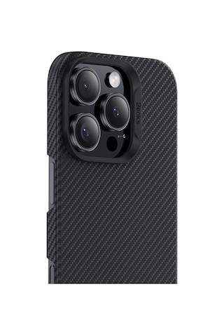 Apple Uyumlu iPhone 16 Pro Kılıf Benks M-safe Metal Kamera Çerçeveli Magnetik Armorair 600d Kevlar Fiber Siyah Siyah