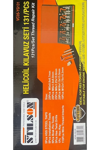 Helicoil Kılavuz Seti 131Pc Stılson Diş Tamir Set