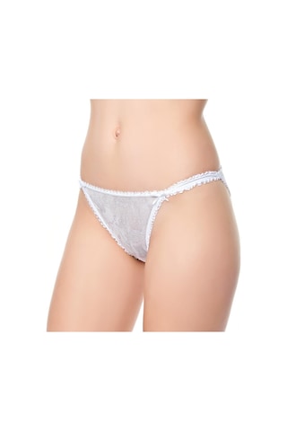 Gümüş Bayan Kenar Iki Ipli Dantelli Bikini Külot Standart M Beden