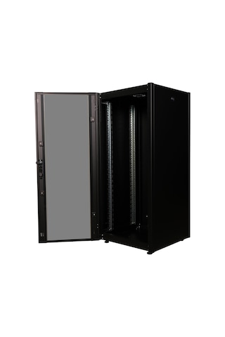 Lande Demonte 26u 600x600 Hyperline Dikili Tip Rack Kabinet Siyah Ön Cam Kapak / Tekerlekli