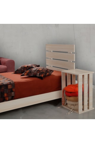 Pasifichome Huga Tek Kişilik Ahşap Karyola Meşe 100Lk / Başlıklı Karyola