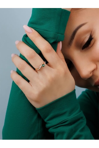 Veronika 925 Ayar Gümüş Yol Desenli Ve Ekstra Işıltılı Taşlı Yüzük 418572424 Altın