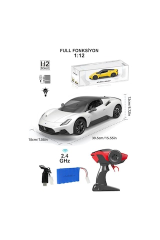Uzaktan Kumandalı Şarjlı Işıklı Full Fonksiyon Maserati Mc20 Oyuncak Araba 27212 Beyaz Beyaz