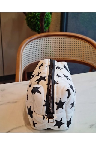 Meryy Collectıon Makyaj Organizer Çanta Yıldız Desenli Orta Boy