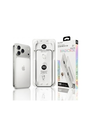 Fulltech Magicbox iPhone Uyumlu 17 Pro Premium Tempered Glass Aparatlı Ekran Koruyucu - Clear