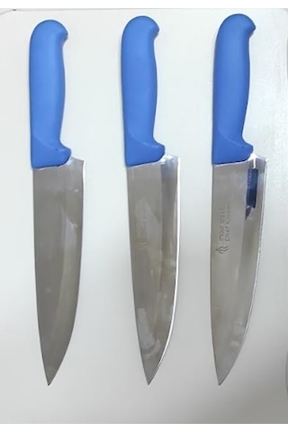 Şef Bıçağı - Moor Steel - Bursa 3'lü Set Mavi