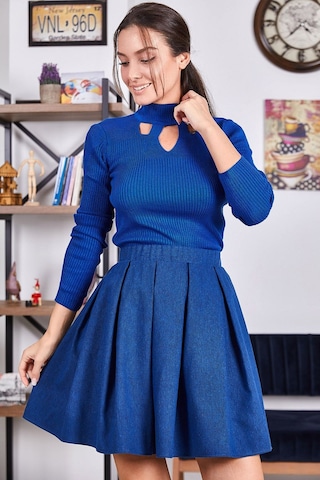 Armonika Kadın Saks Kisa Kloş Etek Arm-22k001013