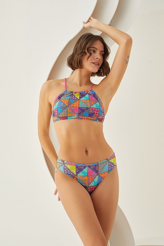 Loya Kadın Renkli Sundream Sırttan Bağlamalı Halter Yaka Tek Üst Bikini Çok Renkli