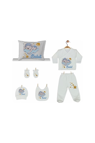 Pia Baby Gl 2001 İsme Özel Ayıcıklı Yastık Zıbın Set Mavi