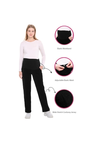 Luvmabelly Myra8510 Beli Ayarlanabilir Kışlık Kadife Hamile Pantolonu -siyah-siyah
