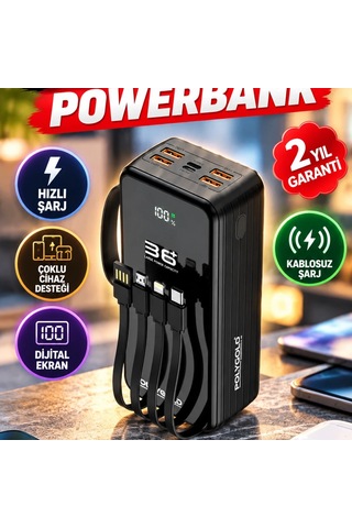 Kablosuz Şarjlı Powerbank Hızlı Şarj, Çoklu Cihaz Desteği Ve Dijital Ekran Renkli