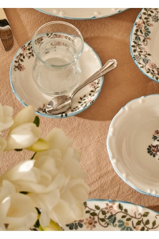 Bella Maison Vintage Porselen 52 Parça 12 Kişilik Kahvaltı Takımı Mavi Mavi