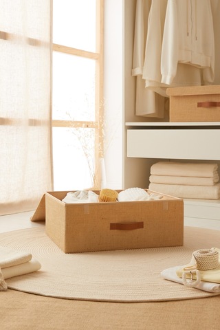 Ocean Home Textile Jüt Kapaklı Kutu 48 x 40 x 19 cm