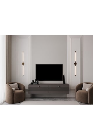 Melura Tv Ünitesi - Tv Sehpası 160 Cm Duvara Monte %100 Mdf Gri