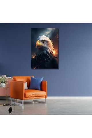 Tr Dikey Kanvas Duvar Tablosu Ateşli Yandan Kartal Portresi 70 X 100 Diğer