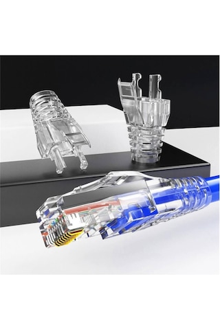 100 Adet - Rj45 Cat5e Cat6 Cat6a Boots Konnektör Şeffaf Jack Koruma Kılıfı