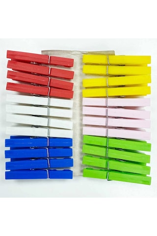 Çamaşır Mandalı Çelik Yaylı 24 Adet Çok Renkli