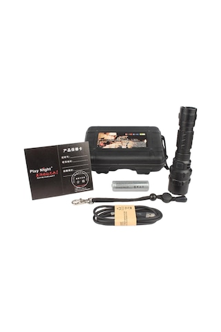 Te 1 Adet Usb Şarjlı L2 Parlak Led El Feneri Açık Çok Fonksiyonlu Taktik Taşınabilir T6 Alüminyum Alaşımlı El Feneri Siyah