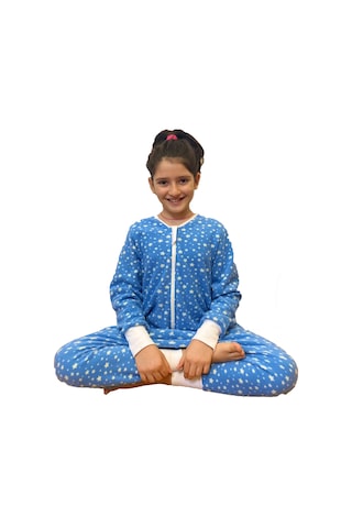 Yorni - Uzun Kollu Oeko-TEX Mikro Polar Bebek Çocuk Uyku Tulumu Mavi