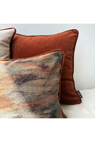 "glow" Dokulu Desenli Kırlent Kılıfı - 30x50 Kiremit - Krem