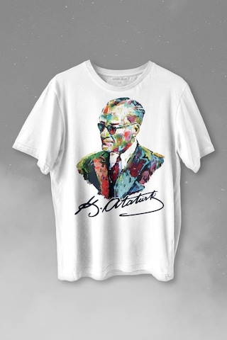 Karizma Gözlüklü Gazi Mustafa Kemal Atatürk Portresi Baskılı Tişört Unisex T-shirt 001