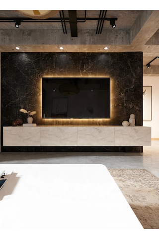 Joy Tv Ünitesi Tv Sehpası Alt Modül Traverten 240 Cm Mdf