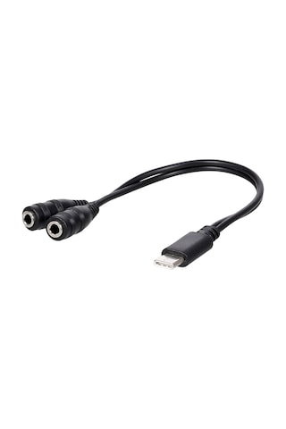 Kangvka Type-c'den Çift 3.5mm'a Ses Bölücü, İki Kulaklık Bağlantı Adaptörü, Tpe+abs Malzeme, 20cm Kablo