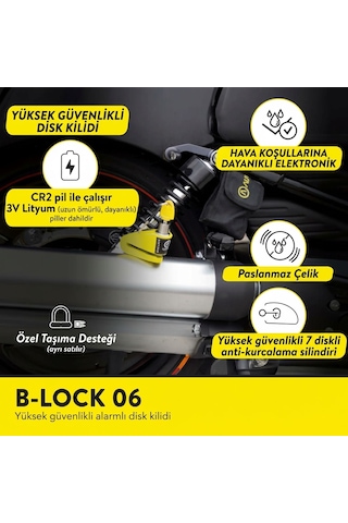 Auvray Block 06 Alarmlı Disk Kilidi 6mm 120 Desibel Motosikletiniz İçin