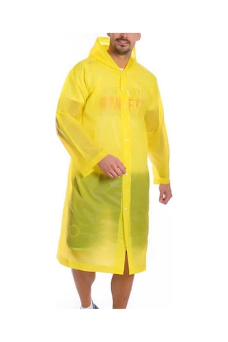 Sarı Kadın Erkek Yağmurluk Kapüşonlu Çıtçıtlı Eva Unisex Pratik Kapşonlu Yağmurluk Xl Büyük Beden