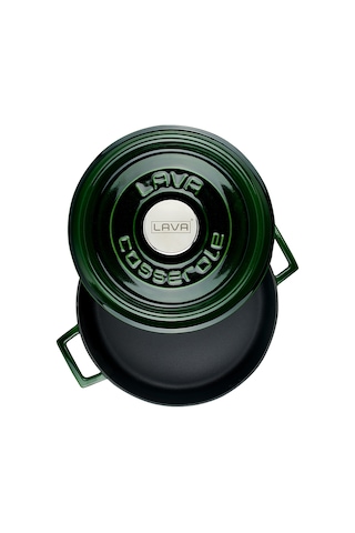 Lava Döküm Çok Amaçlı Yayvan Tencere (Ø)24 cm. Majolica Yeşil