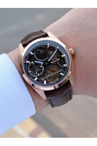Slazenger Otomatik Seri Mehtap Ve Güneş Kadranlı İtalyan Bileklik Hediyeli Erkek Kol Saat Esl.2559.4 Rose Gold