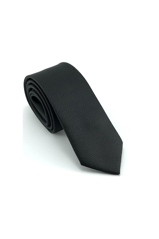 Pierroni Siyah Oxford Desen Slim Kravat Siyah