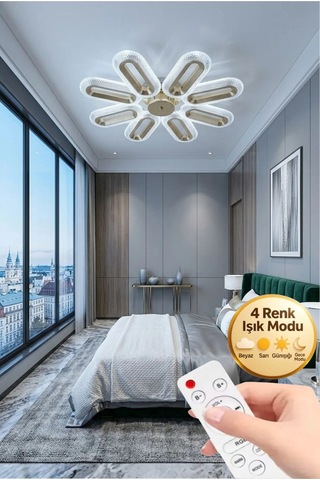 Lumia Lighting Damla Model 5"li Gümüş Kumandalı 3 Renk Modu Yemek Masası Oturma Çocuk Yatak Odası Modern Ledli Avize