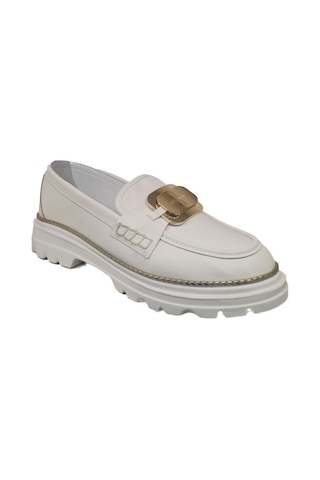 Ventes Demir Aksesuarlı Kadın Loafer Ayakkabı 989515-28z Beyaz