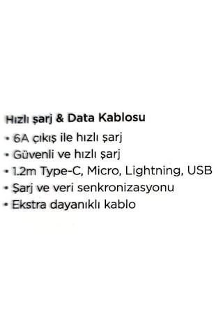 Megatech CHC31 Micro Type-C Lightining Çoklu Hızlı Şarj Kablosu 120 CM