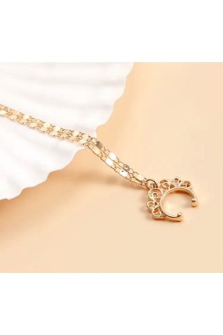 Girift Vintage Gold Zincir Detaylı Kulak Ve Burun Zinciri - Hint Hızması Gold