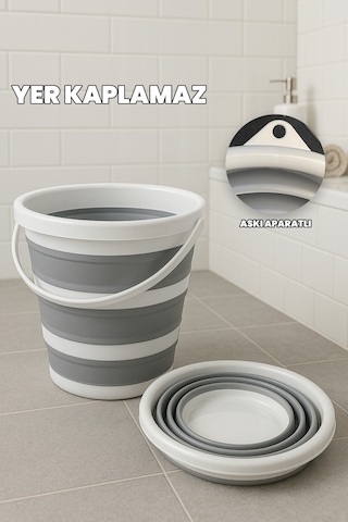 Yer Kaplamaz 13 Lt Katlanır Kova - Temizlik Kovası - Su Kovası