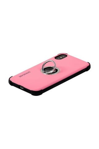 iPhone Uyumlu Xr Halka Standlı Mat Kılıf Ring Holder Parmak Destekli Darbe Azaltıcı Tpu Koruyucu Kapak Açık Pembe