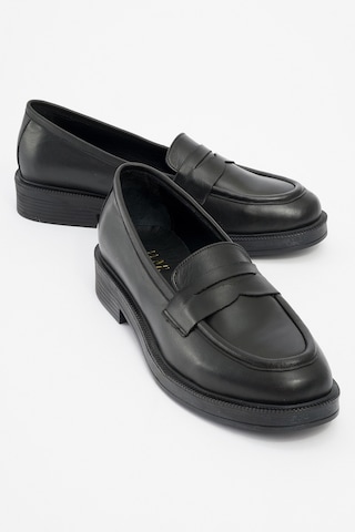 Luvishoes Luvi Shoes Pline Siyah Cilt Hakiki Deri Kadın Loafer Ayakkabı Siyah