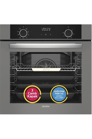 Simfer 10 Fonksiyon Airfry Gri 2'li Ankastre Set (8217 Fırın + 3538 Ocak)