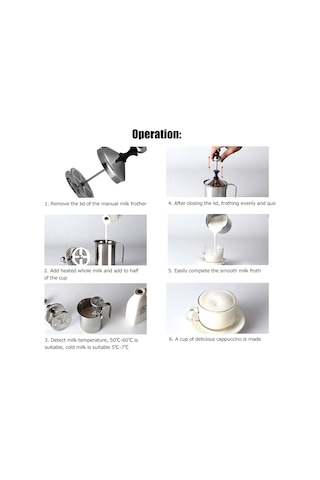 Maiyame 304 Paslanmaz Çelikten Manuel Süt Köpürtücü, Kolay Ve Hızlı Espresso Köpük Yapımı İçin Ergonomik Tasarım Gümüş