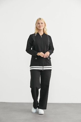 Angbutik Sementa 76511 Tam Fermuarlı Tunik Eşofman Takım Siyah
